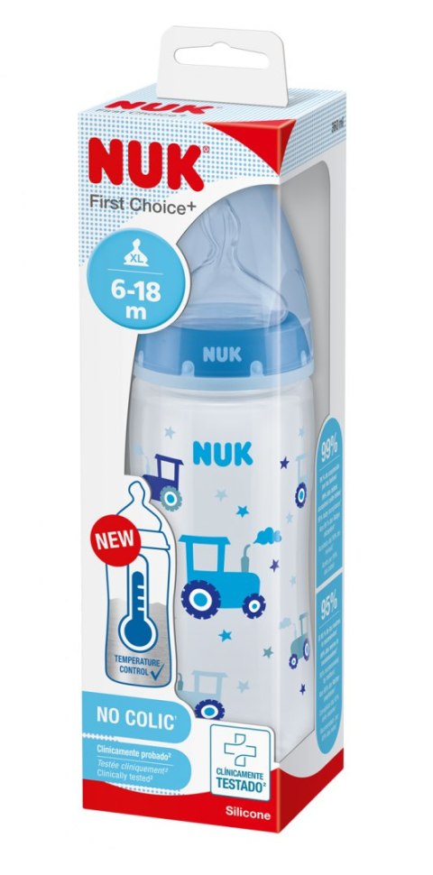 NUK 216248 Butelka FC+ PP 360 ml z wskaźnikiem temperatury smoczek silikonowy 6-18 m-cy XL