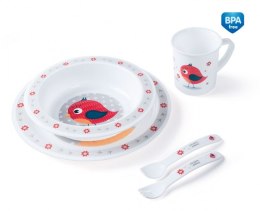 CANPOL 4/401 Plastikowy zestaw stołowy Cute Animals ptaszek czerwony