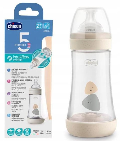 CHICCO 00020223300040 Butelka PERFECT5 240 ml 4m+ neutral